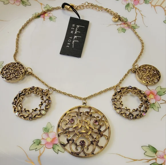 NICOLE MILLER Goldtone Jeweled Choker. NWT* - Picture 2 of 5